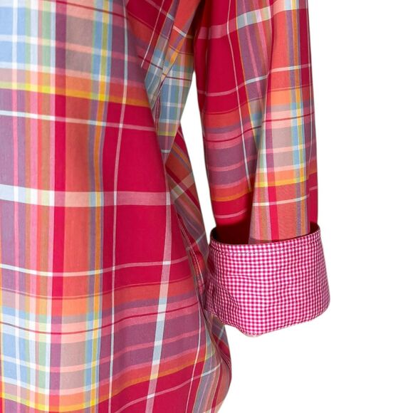 Chaps Ralph Lauren Women’s Shirt L Plaid Cotton Stretch No Iron Preppy Button Up - Picture 9 of 9